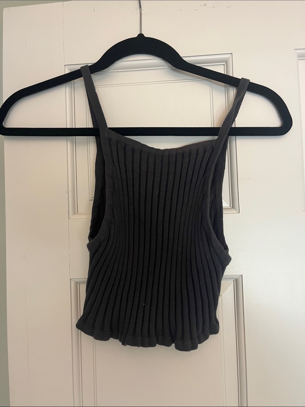 Ribbed Knit Camisole Tank Top - Charcoal